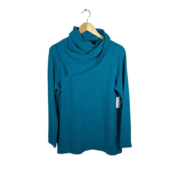 NEW Soft Surroundings Playa Cowl Neck Pullover Tunic in Teal Size PM - Picture 1 of 8